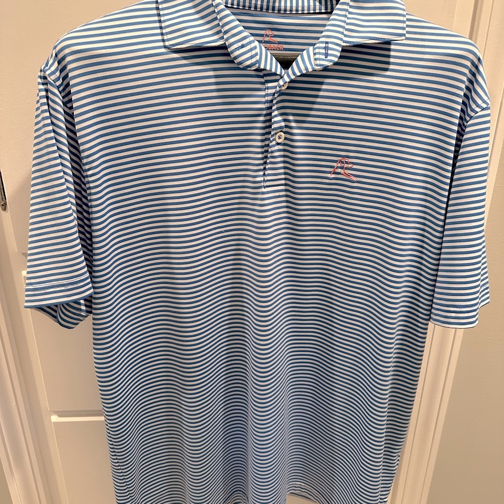 Rhoback men’s the birdie striped polo. Size large